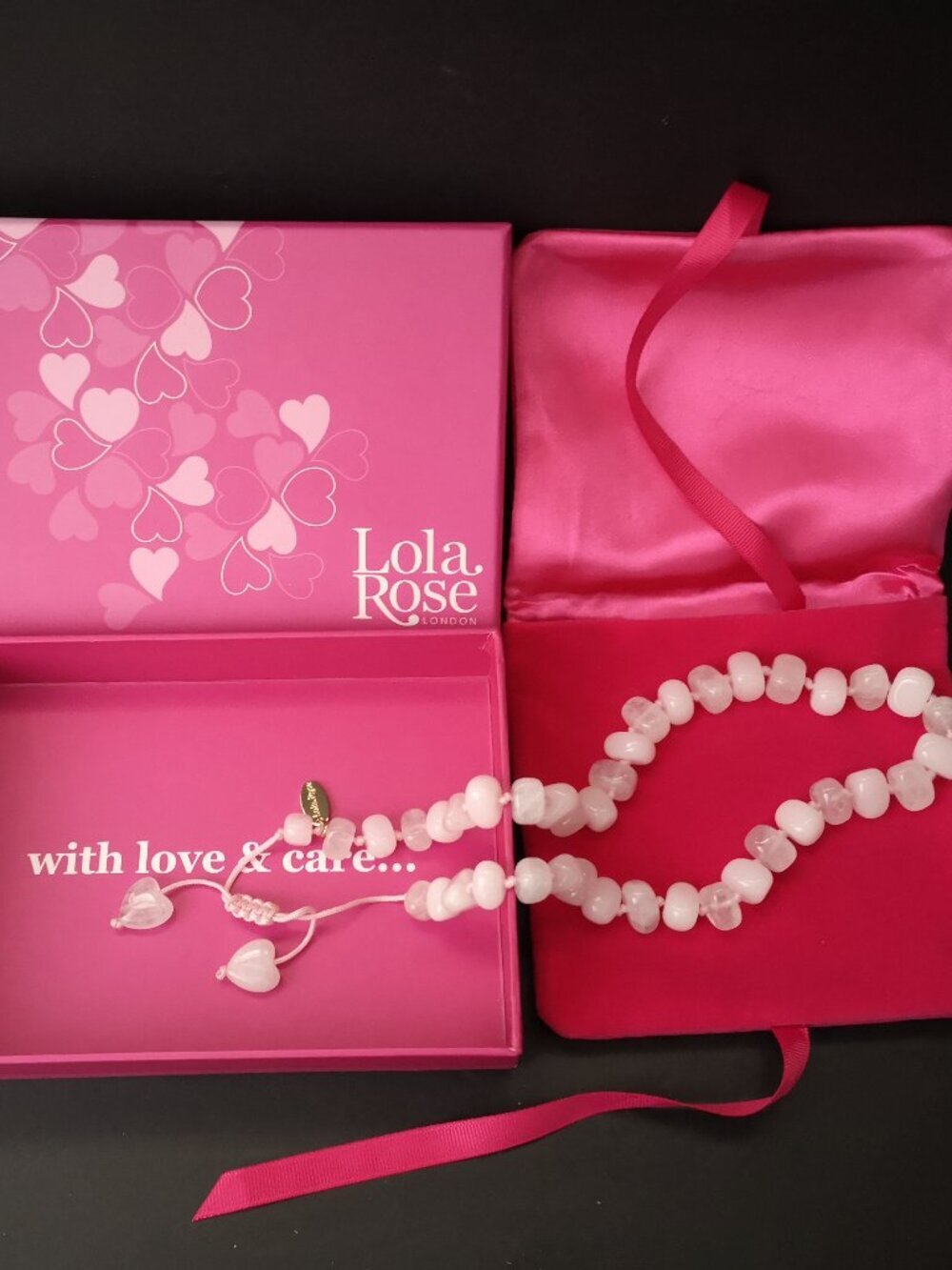 NIB Lola Rose London Women's White Semi Precious Stone Necklace w/ Velvet Pouch